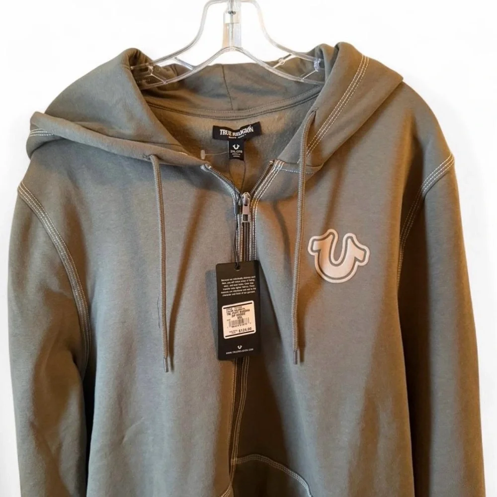 New True Religion TNL Puff Buddha Zip Hoodie XXL Kalamata Green